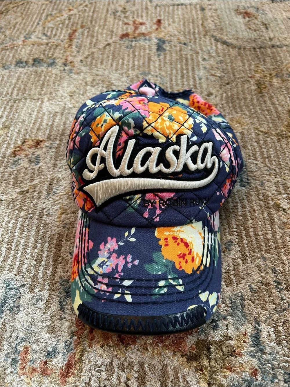 Robin Ruth Navy Floral Baseball Hat with Multicolor Blooms